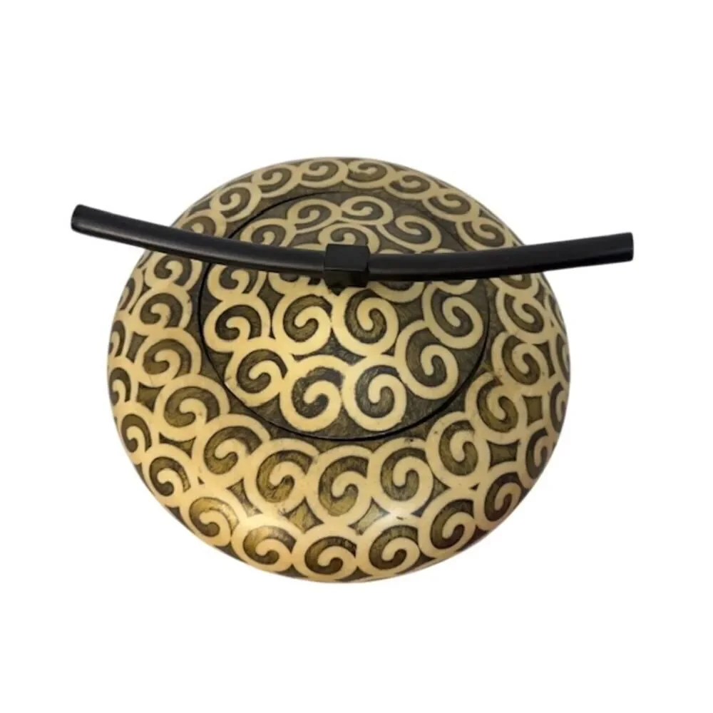 Painted Tobacco Box Ginger Jar Swirls Large 13